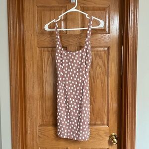 Pink and white boho polka dot dress